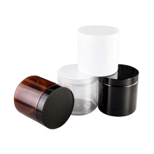 In Stock 500ml 17oz Amber Plastic Cosmetic Cream Jar Wholesale PET Packaging Face Body Scrub Food Jar With Lids